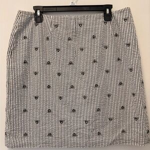 Talbots 16 Bumble Bee Black and White Striped Mini Lined Skirt Zipper Clasp